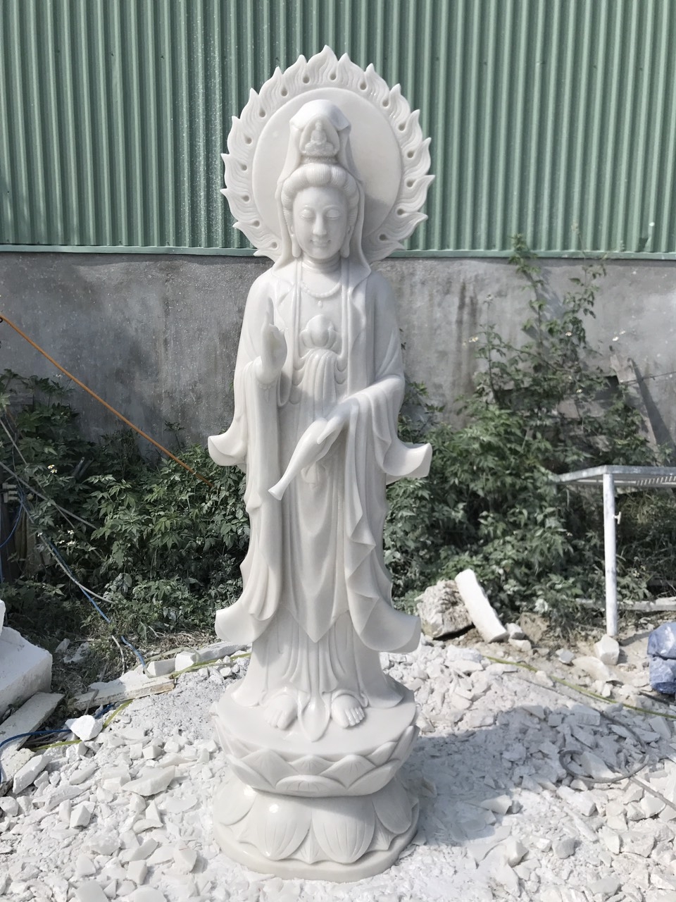 Bộ Tượng Quan Âm - Lư Hương - Đèn