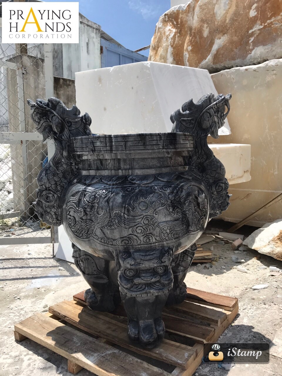 Lư Hương Đá Cẩm Thạch Đen - KH Long An