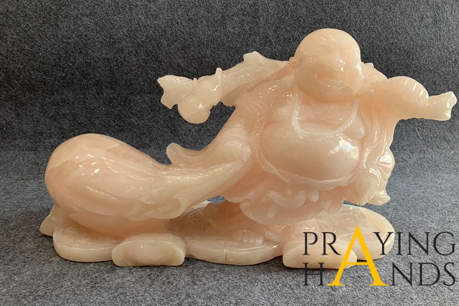 Phật Di Lặc Kéo Bao Tiền Ngọc Hồng 40CM