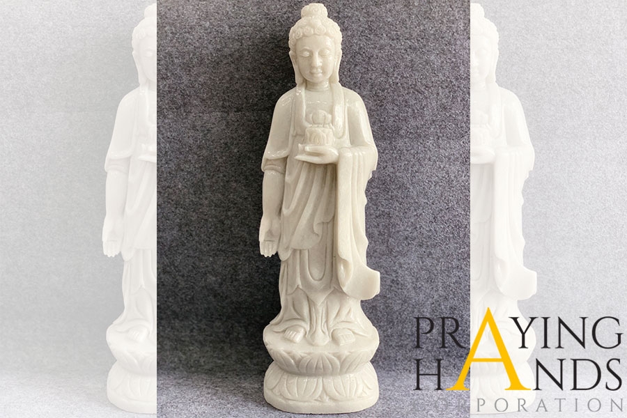 Phật Thích Ca Đứng Cẩm Thạch Trắng 45 CM